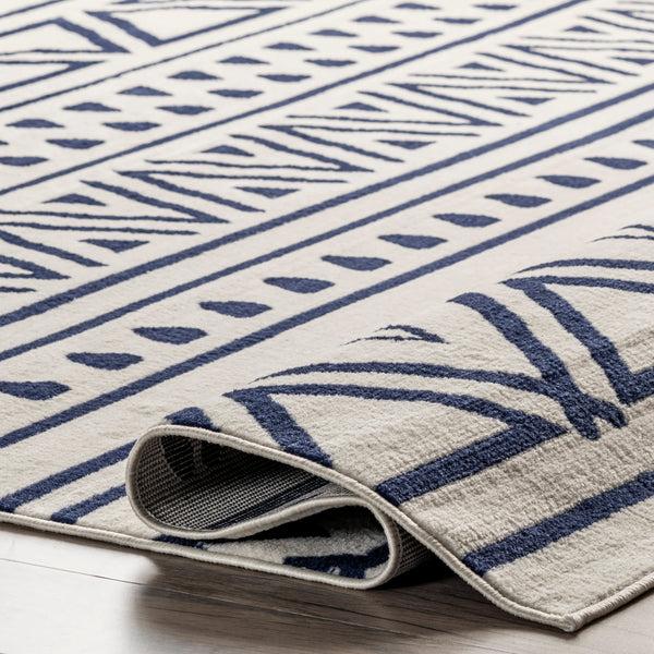 Nuloom Cecilia Geometric Tribal Bands Area Rug Blue