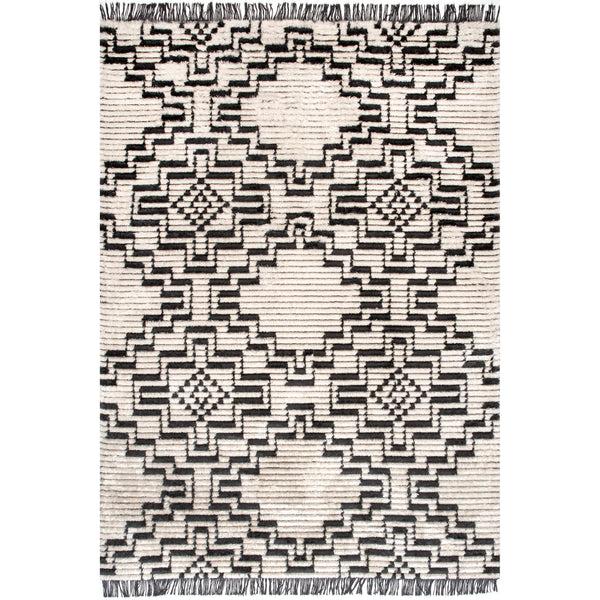 nuloom Celia Soft Shag Abstract Aztec Fringe Area Rug Beige
