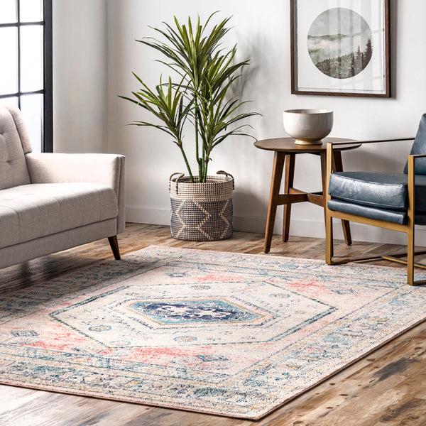 Nuloom Chase Faded Vintage Medallion Area Rug Light Pink