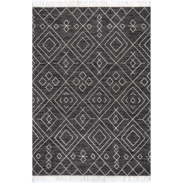nuloom Cheryl Cotton Flatweave Diamond Trellis Tassel Area Rug Grey