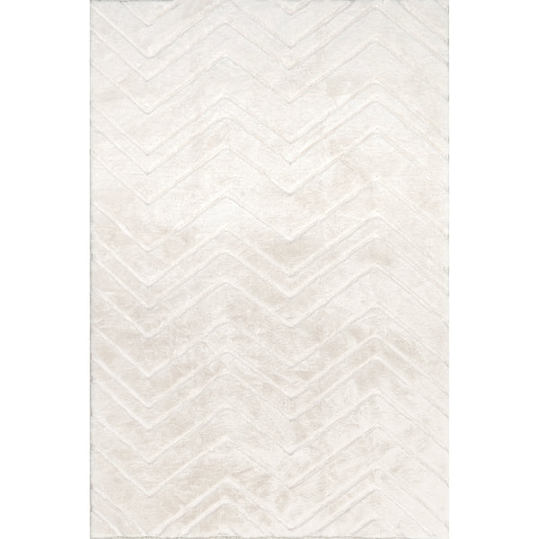 nuloom Chevron Faux Rabbit Machine Washable Area Rug Off-White