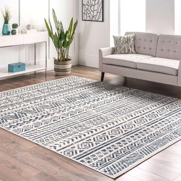 Nuloom Chloe Tribal Motif Banded Area Rug Light Gray