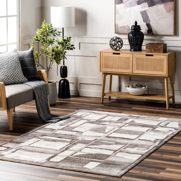 Nuloom Chrissie Abstract Shapes Fringe Area Rug Gray