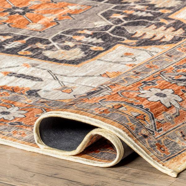 Nuloom Cira Traditional Vintage Machine Washable Area Rug Beige
