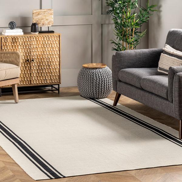Nuloom Clarissa Cotton Flatweave Casual Stripe Area Rug Ivory