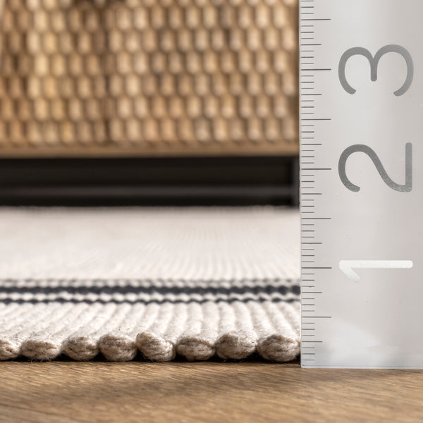 Nuloom Clarissa Cotton Flatweave Casual Stripe Area Rug Ivory