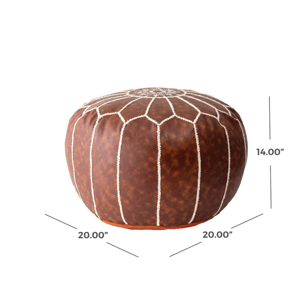 Nuloom Classic Moroccan Faux Leather Filled Ottoman Pouf Brown