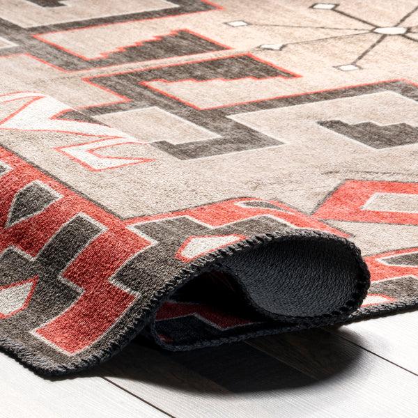 Nuloom Clio Aztec Bordered Machine Washable Area Rug Brown