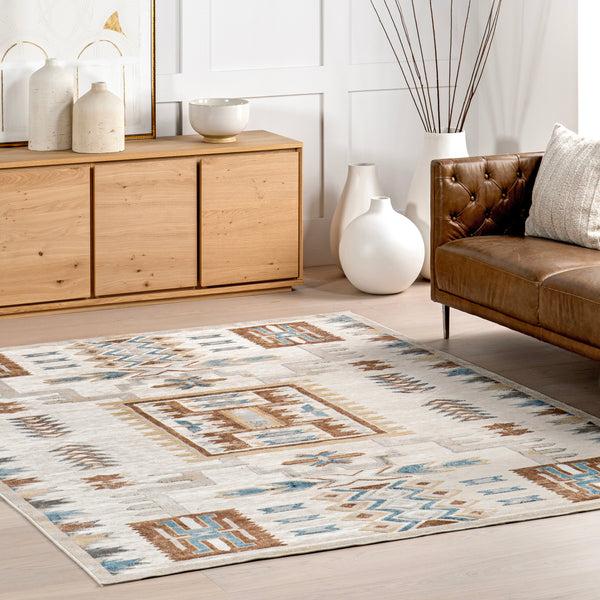 Nuloom Clover Southwestern Machine Washable Area Rug Beige