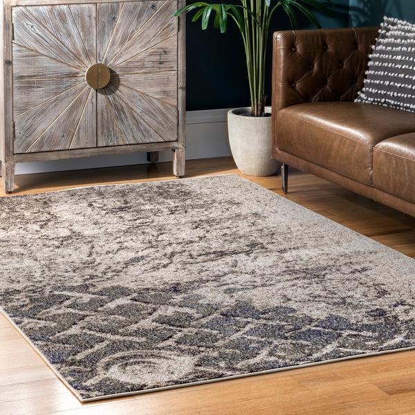 Nuloom Colette Distressed Abstract Trellis Area Rug Grey