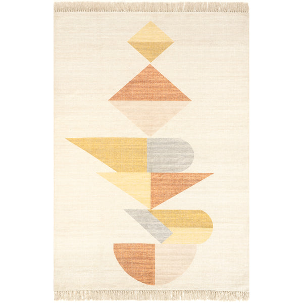 nuloom Coralie Modern Stacked Shapes Tasseled Area Rug Ivory