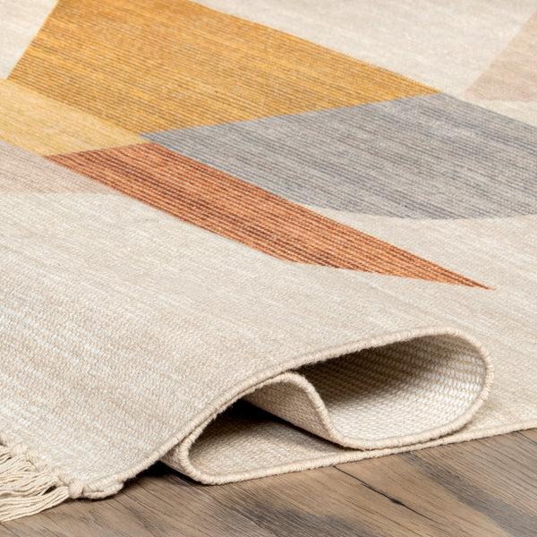 Nuloom Coralie Modern Stacked Shapes Tasseled Area Rug Ivory