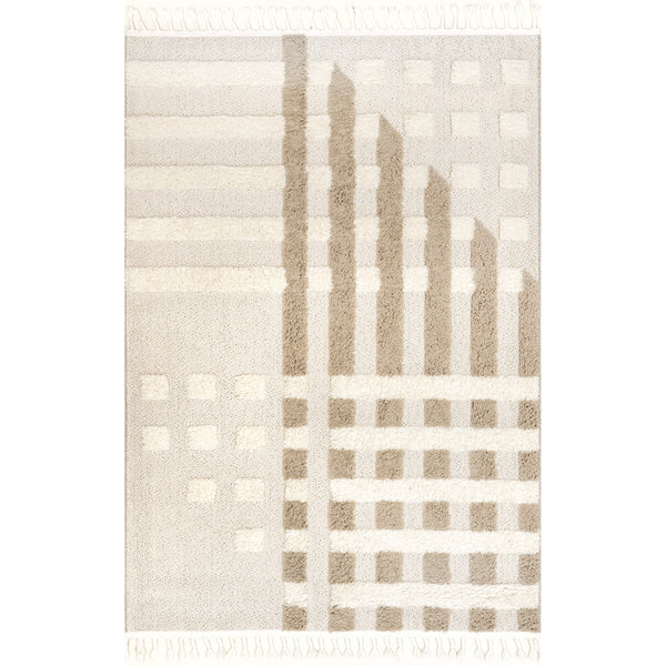 nuloom Cordelia Fragmented Stripes Tasseled Area Rug Ivory