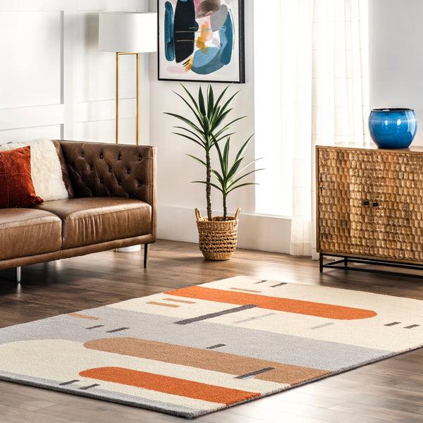 Nuloom Cori Wool Abstract Contemporary Area Rug Peach