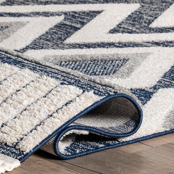 Nuloom Corrie Transitional Shapes Tasseled Area Rug Blue
