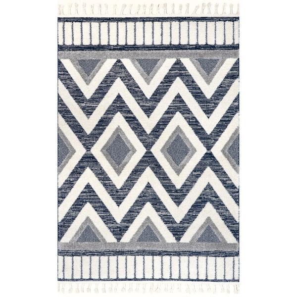 nuloom Corrie Transitional Shapes Tasseled Area Rug Blue