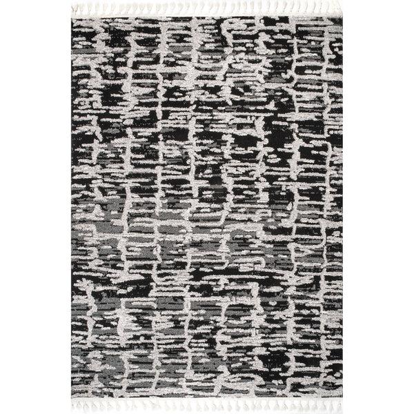 nuloom Cosette Abstract High Low Textured Tassel Area Rug Light Grey