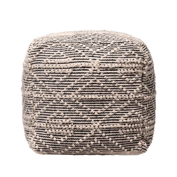 nuloom Cotton Textured Trellis Ottoman Pouf Natural
