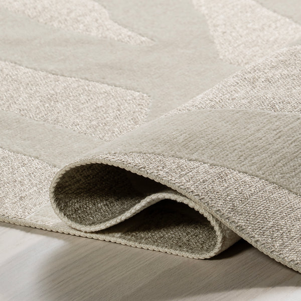 Nuloom Cream Claude Abstract Fringed Reversible Machine Washable Area Rug Cream