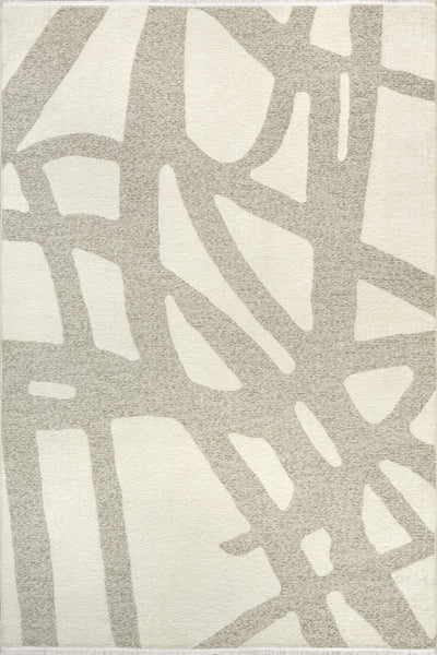 nuloom Cream Claude Abstract Fringed Reversible Machine Washable Area Rug Cream
