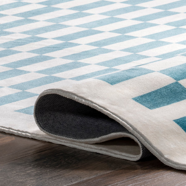 Nuloom Cristina Checkered Machine Washable Area Rug Blue