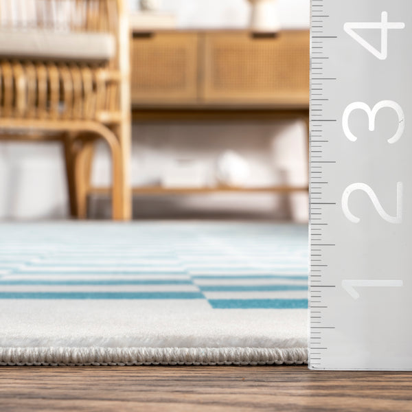 Nuloom Cristina Checkered Machine Washable Area Rug Blue