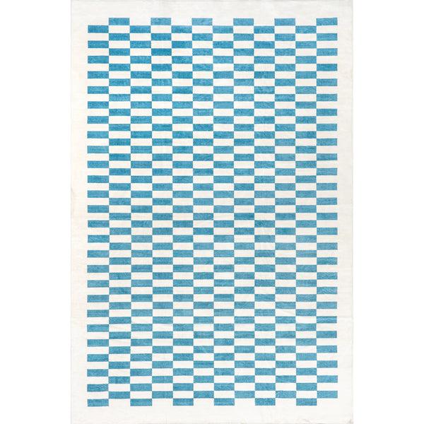 nuloom Cristina Checkered Machine Washable Area Rug Blue