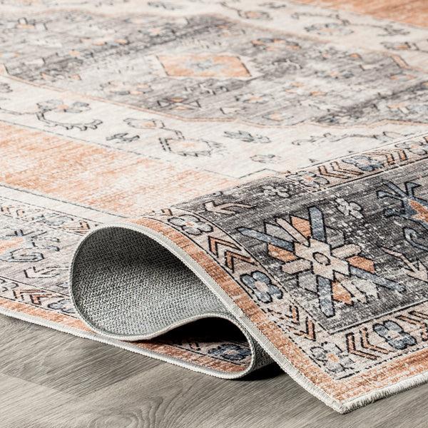 Nuloom Crysta Medallion Stain-Resistant Machine Washable Area Rug Rust