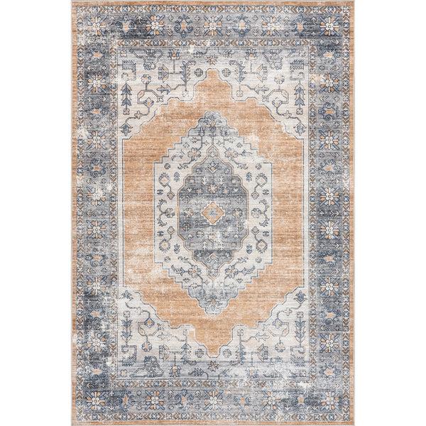 nuloom Crysta Medallion Stain-Resistant Machine Washable Area Rug Rust