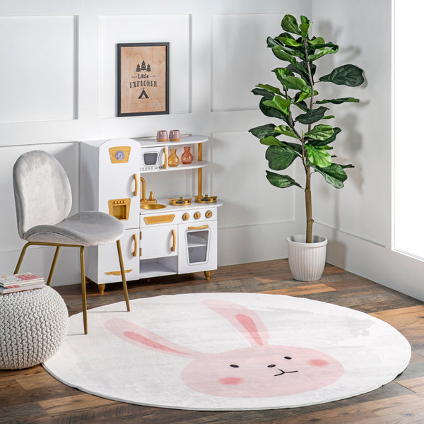 Nuloom Crystal Rabbit Kids Machine Washable Area Rug Pink