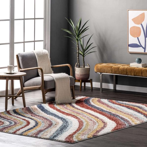 Nuloom Cynthia Cozy Shaggy Wavy Stripes Area Rug Rust