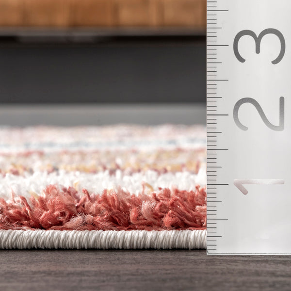 Nuloom Cynthia Cozy Shaggy Wavy Stripes Area Rug Rust