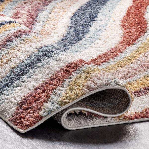 Nuloom Cynthia Cozy Shaggy Wavy Stripes Area Rug Rust