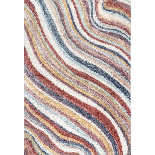 nuloom Cynthia Cozy Shaggy Wavy Stripes Area Rug Rust
