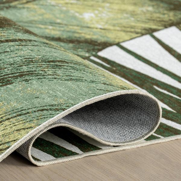 Nuloom Cyra Splashguard Graphic Machine Washable Area Rug Sage Green