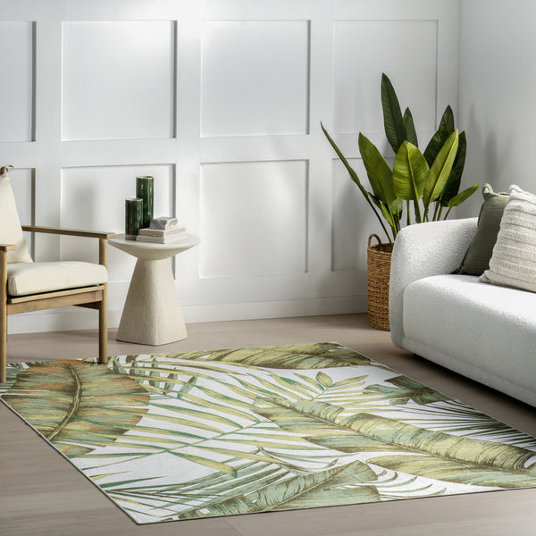 Nuloom Cyra Splashguard Graphic Machine Washable Area Rug Sage Green