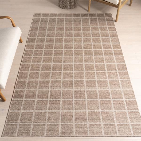 Nuloom Daena Checkered Machine Washable Area Rug Brown