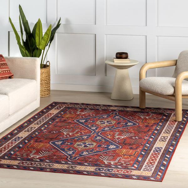 Nuloom Damaris Splashguard Medallion Machine Washable Area Rug Brick