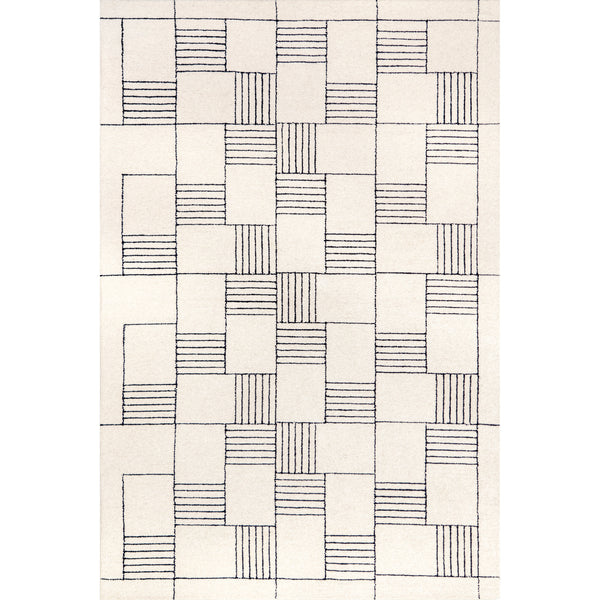 nuloom Danika Abstract Checkered Wool Area Rug Ivory
