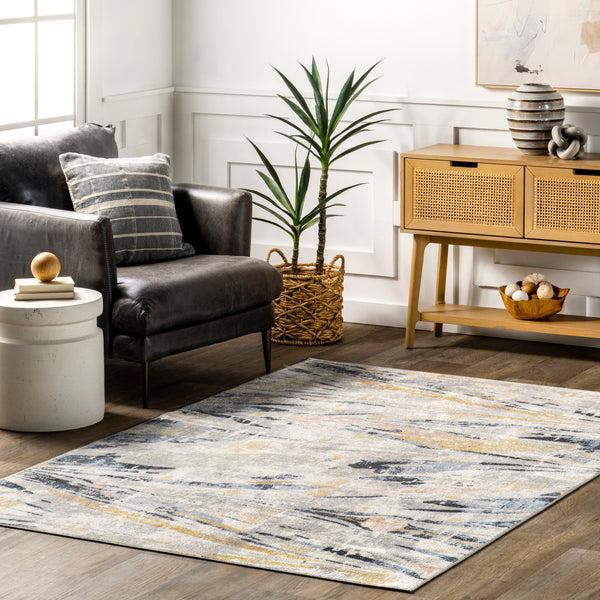 Nuloom Daveign Abstract Lines Machine Washable Area Rug Beige