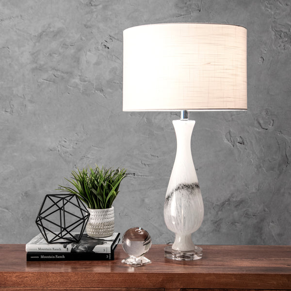 Nuloom Dayton 30" Glass Marbleized Table Lamp Off White