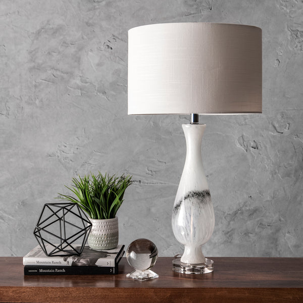 Nuloom Dayton 30" Glass Marbleized Table Lamp Off White
