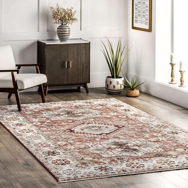 Nuloom Deandra Vintage Oriental Fringed Area Rug Rust