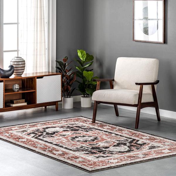 Nuloom Deanna Distressed Traditional Medallion Cotton Blend Area Rug Beige