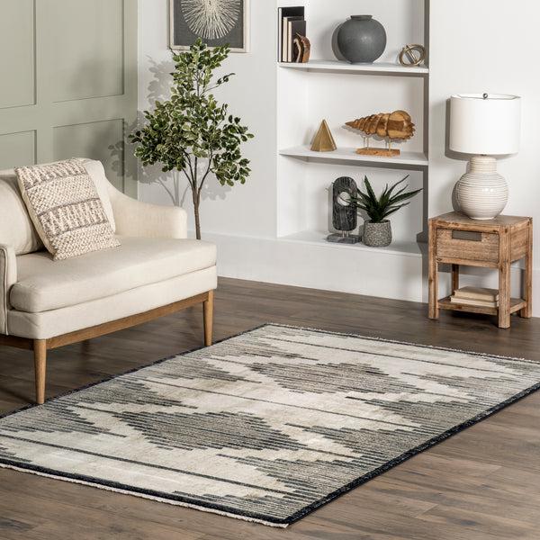 Nuloom Delfina Striped Moroccan Fringe Area Rug Beige
