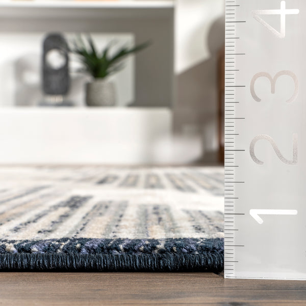 Nuloom Delfina Striped Moroccan Fringe Area Rug Beige