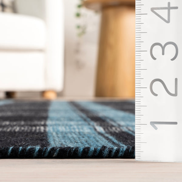 Nuloom Denton Country Plaid Wool Fringe Area Rug Black