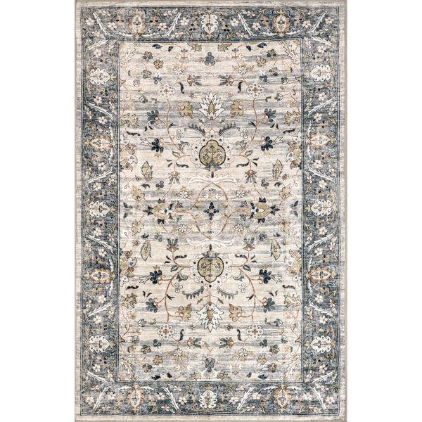 nuloom Dera Floral Border Machine Washable Area Rug Gray