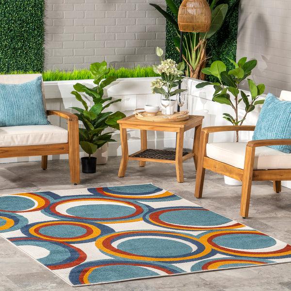 Nuloom Dessie Multi Circle Indoor/Outdoor Area Rug Blue