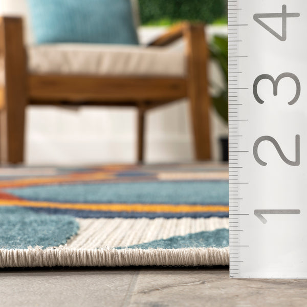 Nuloom Dessie Multi Circle Indoor/Outdoor Area Rug Blue
